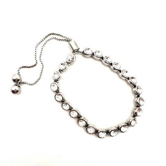 Premier‎ Designs studded statement crystal bracelet adjustable silvertone silver - Picture 2 of 10